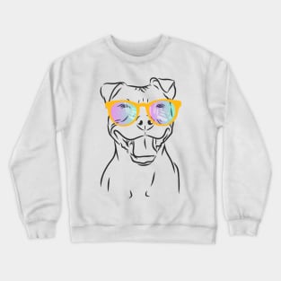 cheerful bull Terrier dog with glasses Crewneck Sweatshirt